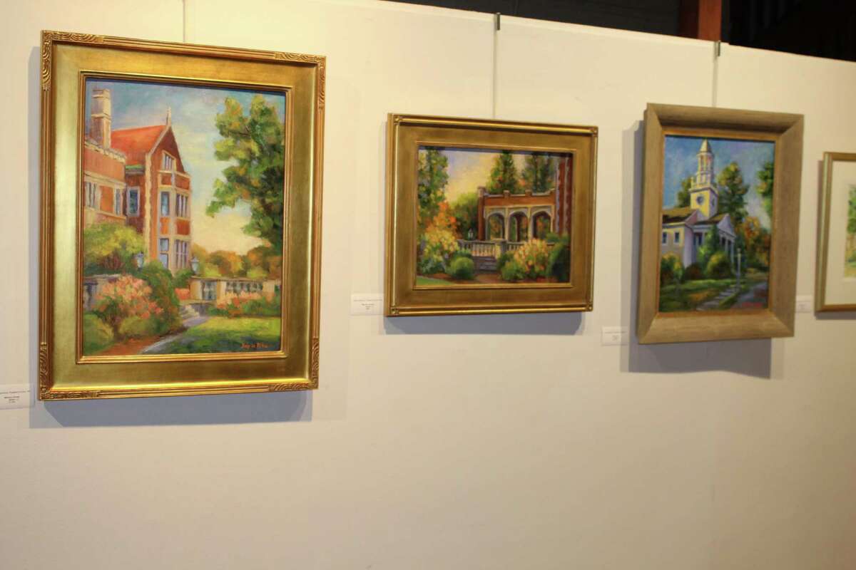 Two views of Waveny House and The Congregational Church of New Canaan are among the works on display as part of the "Capturing New Canaan," the third annual exhibition of plein air paintings from one day in town, now on display at the Carriage Barn Arts Center in Waveny Park.