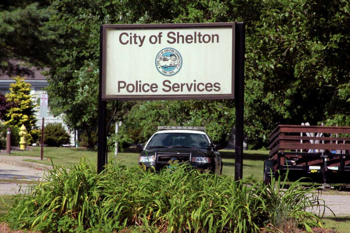 A view of the Shelton Police Department sign in Shelton, Conn., on Tuesday June 21, 2020.
