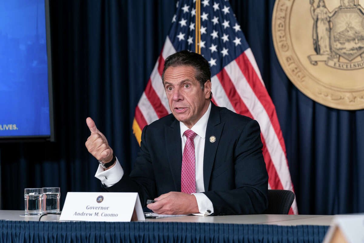 NEW YORK, UNITED STATES - 2020/09/29: New York State Governor Andrew Cuomo holds daily media announcement and briefing at 633 3rd Avenue, Manhattan. Governor discussed Stabilization and Recovery Program for the state as well as uptick of positive infections in some areas of the state. Governor Andrew Cuomo announced that he will meet with Orthodox Jewish leaders to address COVID-19 clusters in communities downstate. He emphasized importance of wearing masks, social distances and enforcement of compliance. (Photo by Lev Radin/Pacific Press/LightRocket via Getty Images)