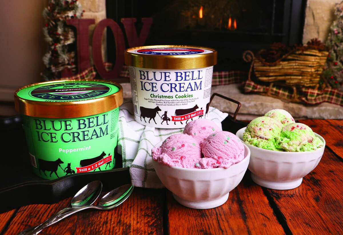 Blue Bell's newest flavors, Peppermint and Christmas Cookies.