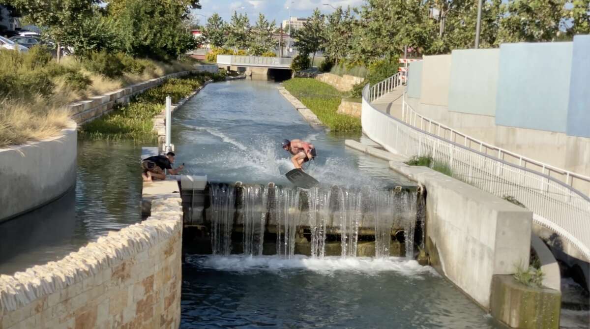 Earlier this month, a New Braunfels professional wakeboarder and his friends shocked crowds downtown by performing tricks and jumping off damns along the San Antonio River.
