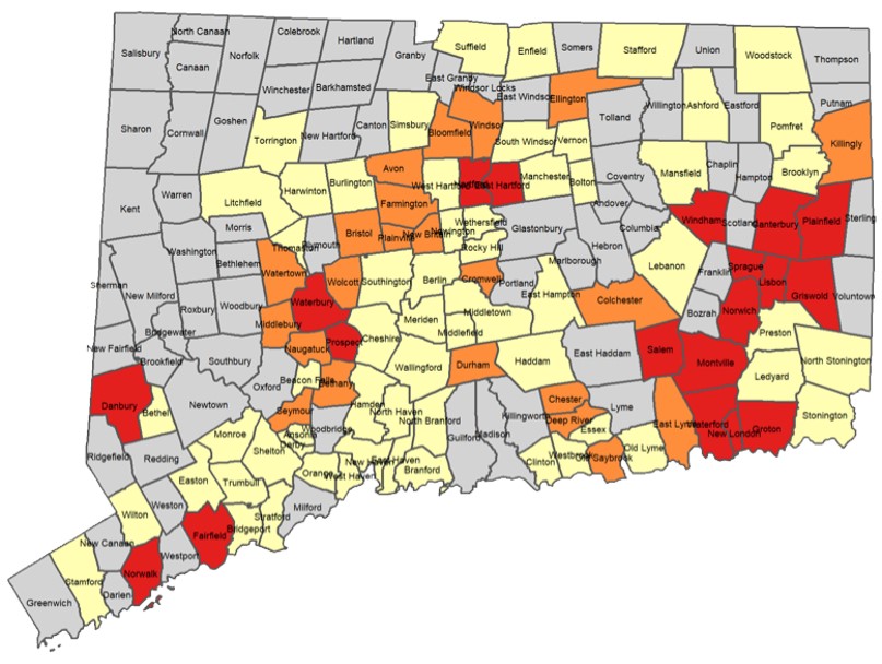 Connecticut COVID update: additional 2,045 cases, 162 municipalities in red  zone