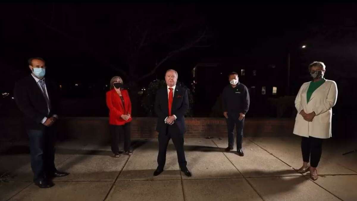 State Rep. Brian Farnen (R-132), Republican candidate for the 133rd District assembly seat Joanne Romano-Csonka, FOP President John Krupinsky, State Sen. Tony Hwang (R-28) and State Rep. Laura Devlin (R-134) in a video announcing the FOP endorsement of Fairfield Republicans running for state office.