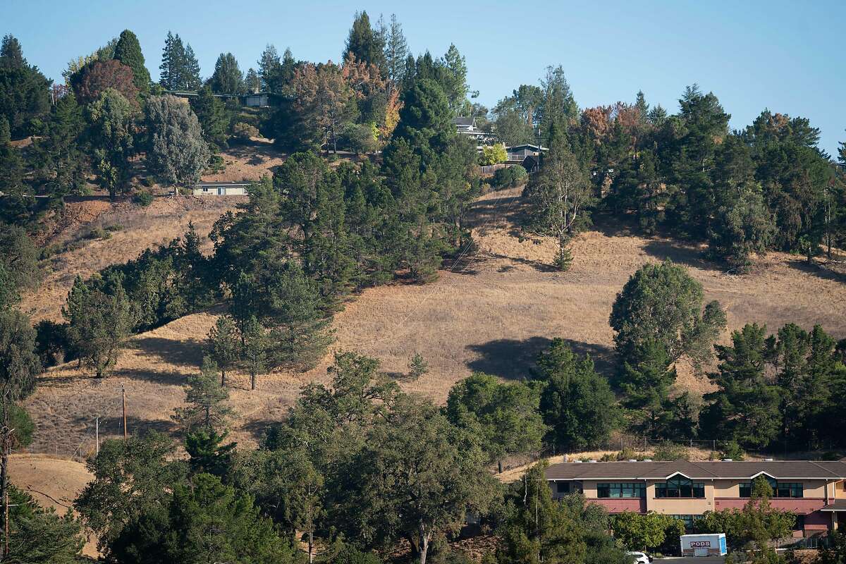 Homes near the Lafayette Reservoir in Lafayette are shown Friday. The entire Bay Area is under a red flag warning, and Lafayette expects PG&E shut-offs starting Sunday.