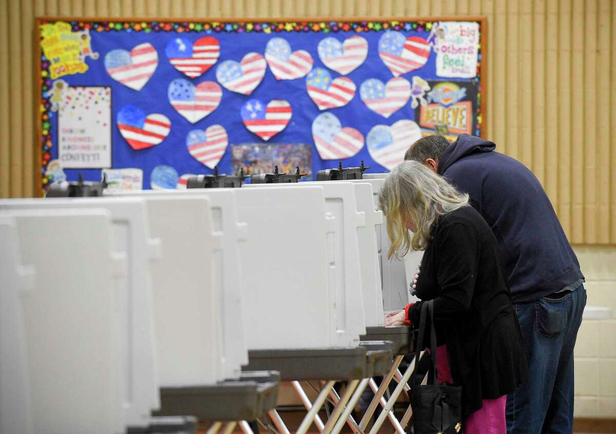 Residents cast their votes at District 14 polling site at Stillmeadow Elementary School on Nov. 5, 2019 in Stamford, Connecticut.