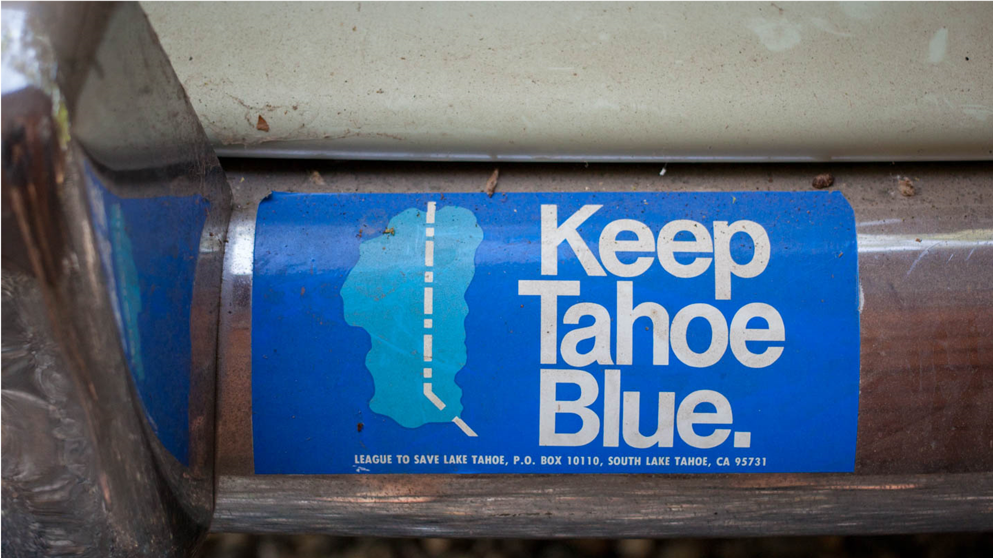 thumbnail interactive-video image 1 of Oval Lake Tahoe Die Cut Vinyl Sticker – 5" X 3" – Keep Tahoe Blue – Rayd Workshop 1 of 6
