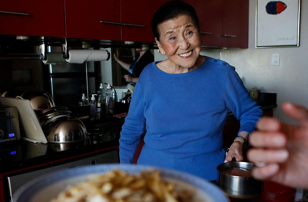 Cecilia Chiang showing Janny Hu how to make recipes for Chinese New Year at her home in San Francisco, Calif., on Friday, January 25, 2013.
