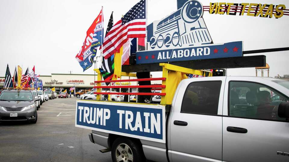 Donald Trump supporters gather at the Dakao Plaza for a Trump Train Rally on Sunday, Oct. 25, 2020.