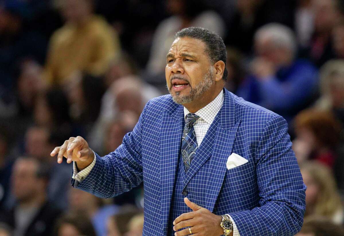 Providence head coach Ed Cooley in action during an NCAA college basketball game against Villanova, Saturday, Feb. 29, 2020, in Philadelphia, Pa. (AP Photo/Laurence Kesterson)