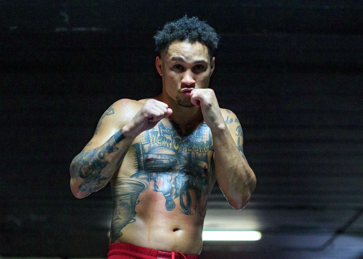 Regis Prograis gets in a workout at Houston's Main Street Boxing Gym on Oct. 13, 2020 in preparation for his upcoming super lightweight fight against Juan Heraldez.