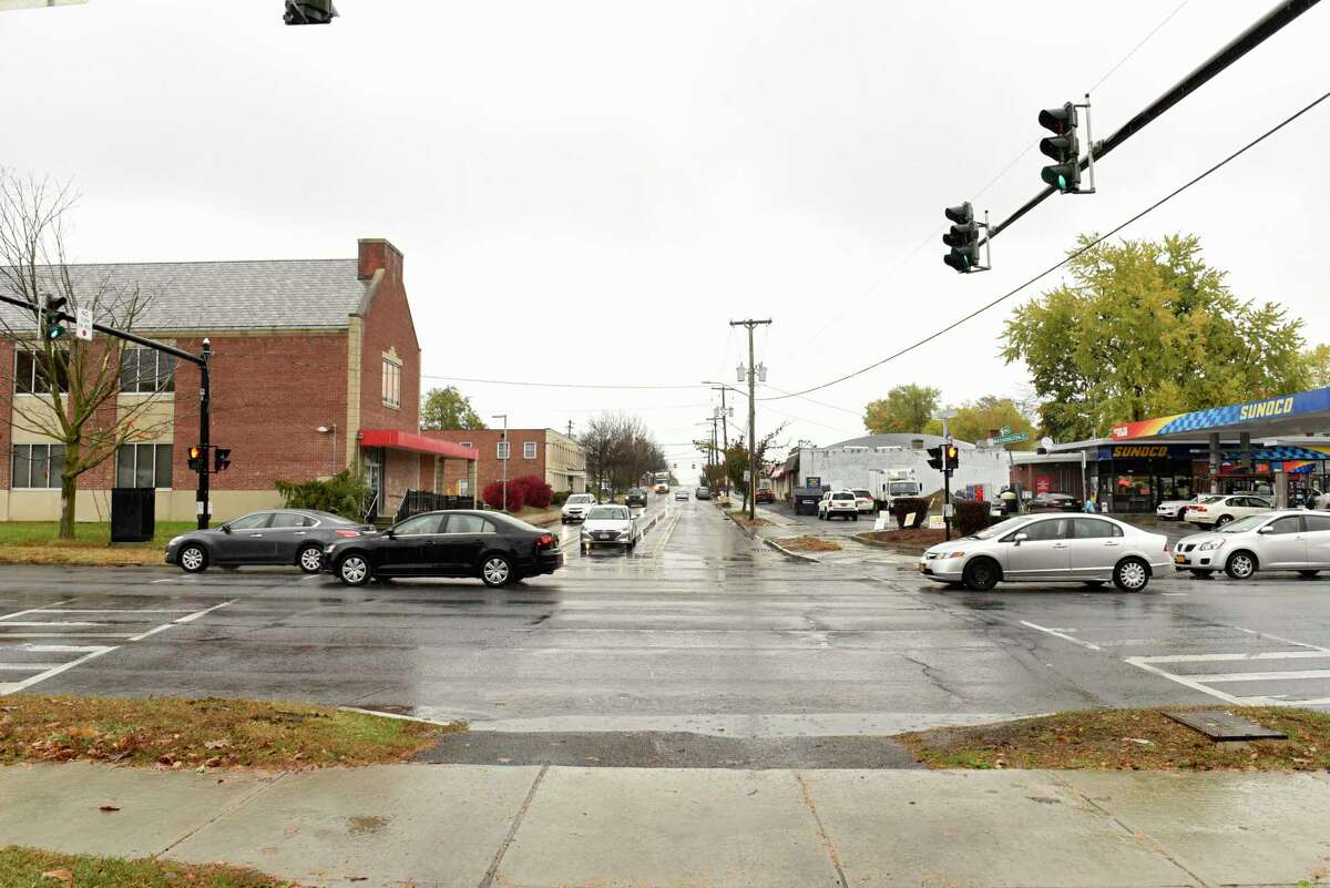 Corner of Colvin Avenue and Washington Ave. at left is where Stewart's wants to build a store and gas station on Thursday, Oct. 29, 2020 in Albany, N.Y. (Lori Van Buren/Times Union)