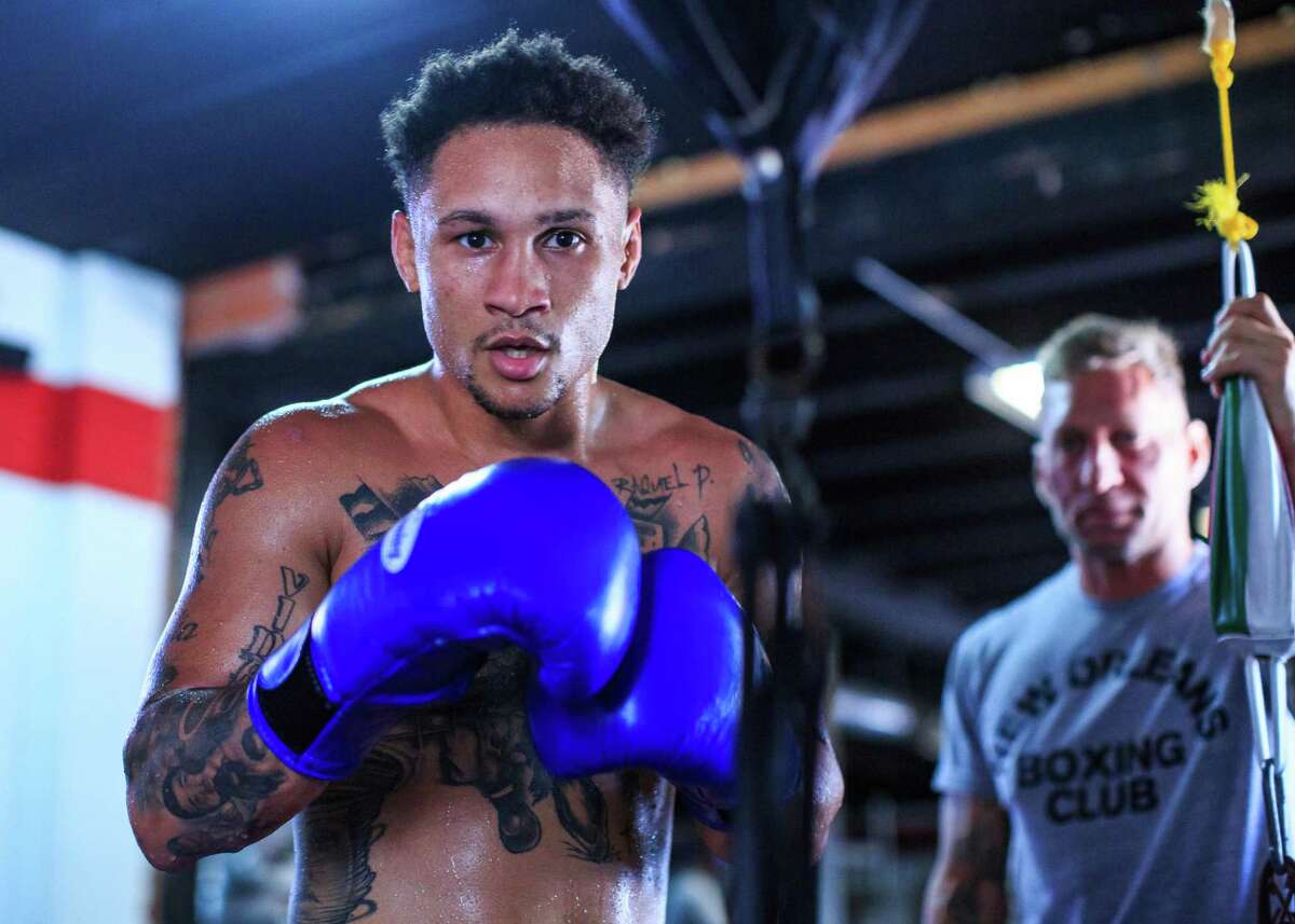 Regis Prograis gets in a workout at Houston's Main Street Boxing Gym on Oct. 13, 2020 in preparation for his upcoming super lightweight fight against Juan Heraldez.