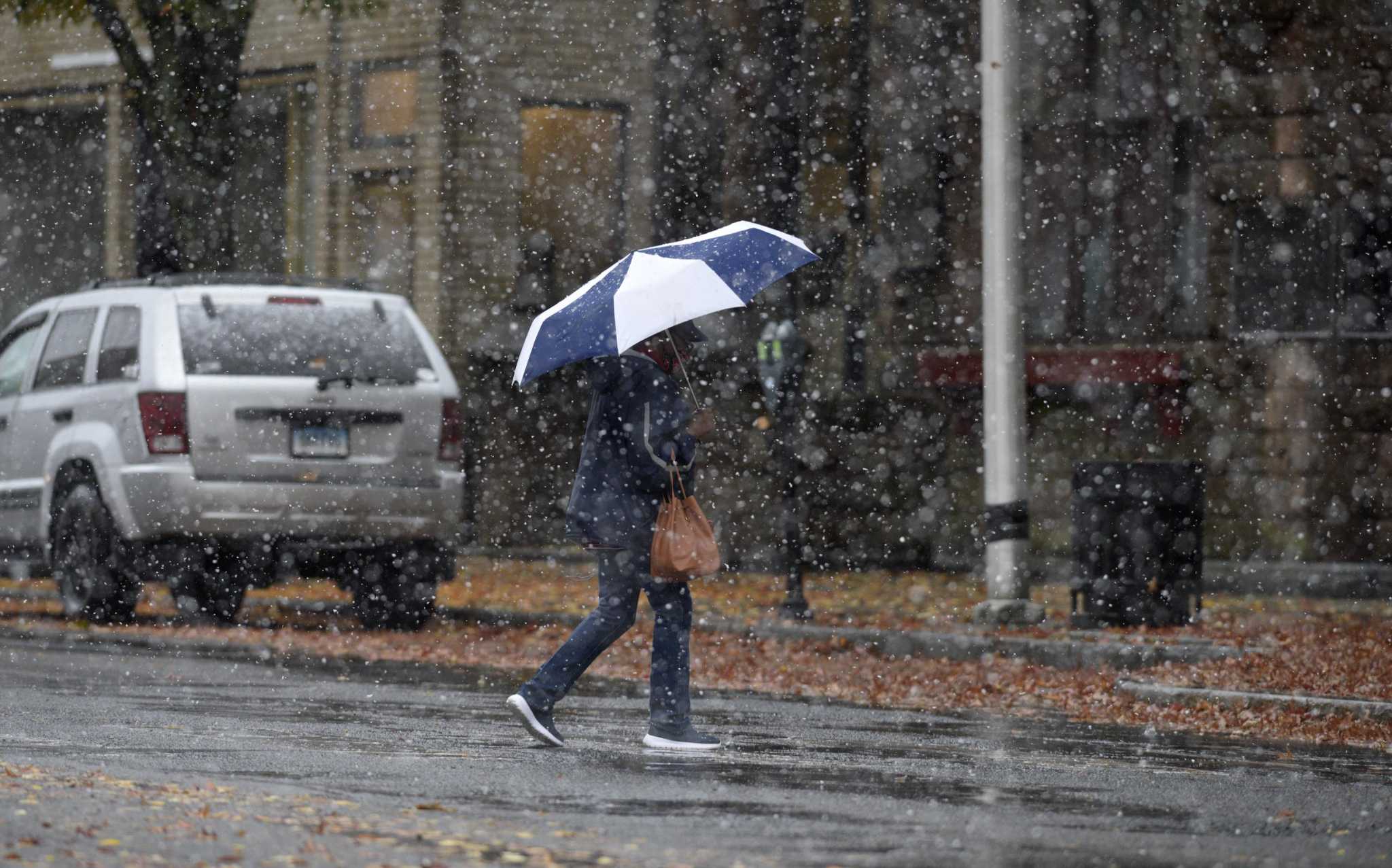 Rain turns to snow in Danbury area in rare October storm