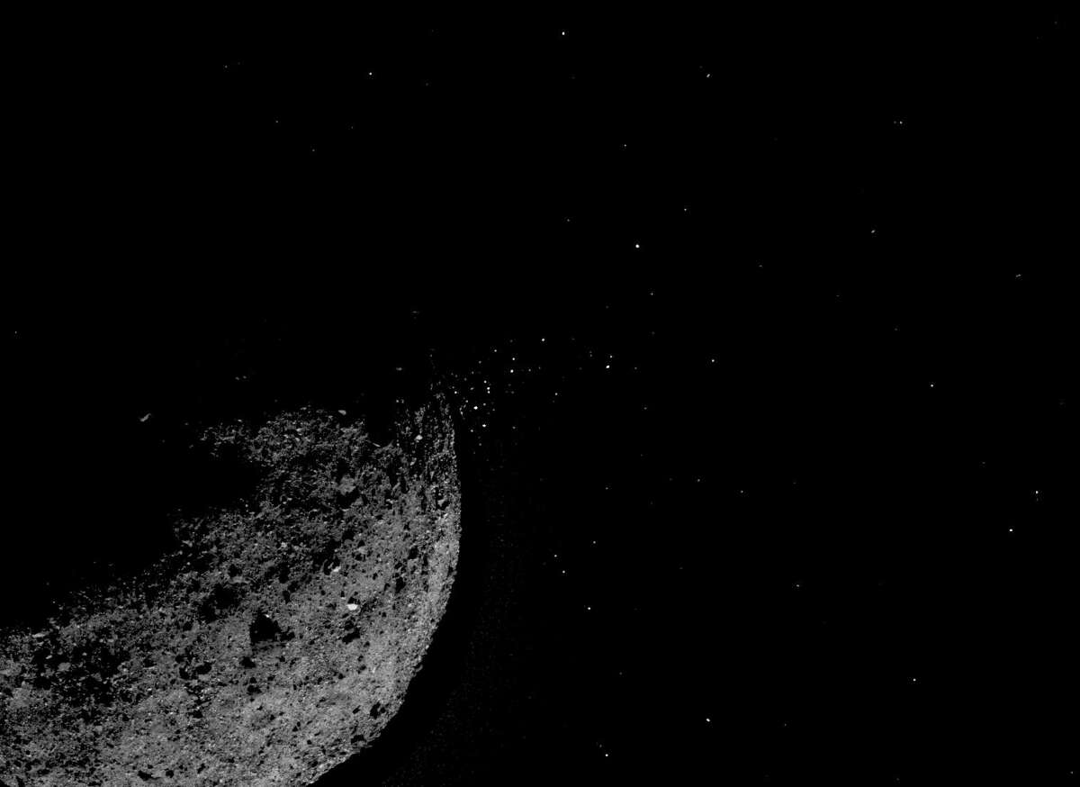 This NASA handout image obtained on Oct. 21, 2020, shows Bennu more than 200 million miles from Earth.