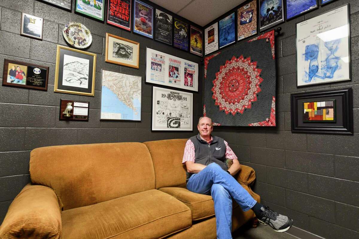 Midland Community Theatre Executive Director Tim Jebsen sits in his office on Oct. 28.
