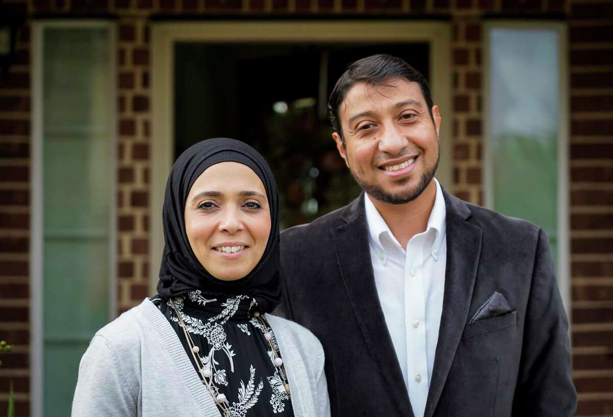 Doaa Omar, photographed with her husband Tamer Mansour at their Friendswood home, has been working in initiatives to breakdown stereotypes of Muslims and get the Muslim community more civically involved. Photographed on Wednesday, Oct. 28, 2020.