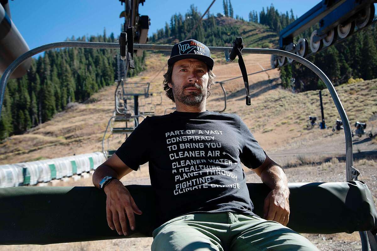 Jeremy Jones, a professional snowboarder and environmental activist, spends time at his home resort, Squaw Valley Ski Resort, in Olympic Valley, Calif. on Oct. 14, 2020.