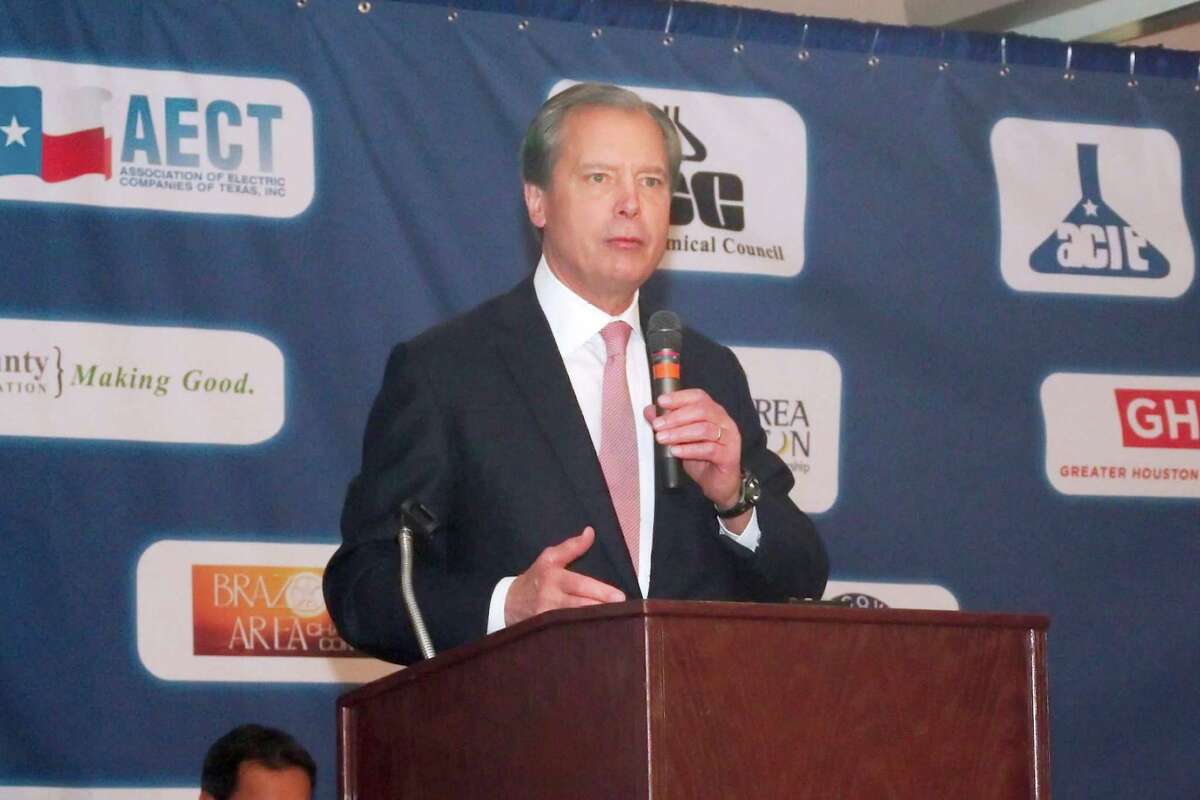 Former Lt. Gov. David Dewhurst is shown in a 2017 photo, speaking at a candidate forum.
