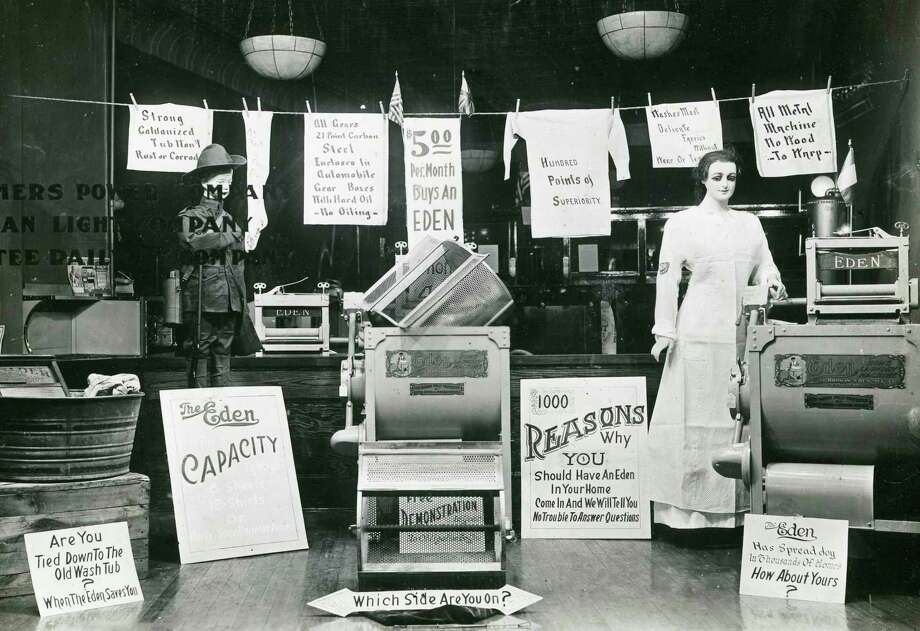 A window display set up in the Consumers Power Company formerly located at 356 River St. (Manistee County Historical Museum photo)