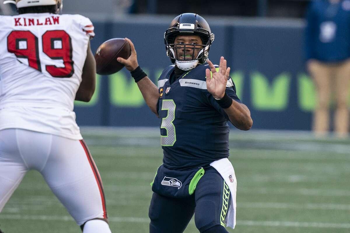 Seattle Seahawks quarterback Russell Wilson passes the ball during the first half of an NFL football game against the San Francisco 49ers, Sunday, Nov. 1, 2020, in Seattle. (AP Photo/Stephen Brashear)