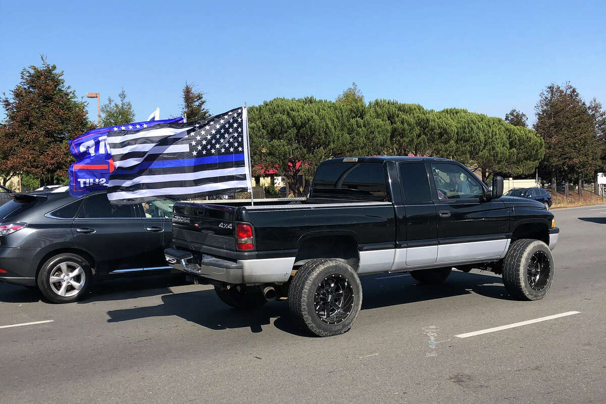 More than 350 trucks packed with more than 1,000 demonstrators paraded through Marin County on Sunday, Nov. 1, 2020.