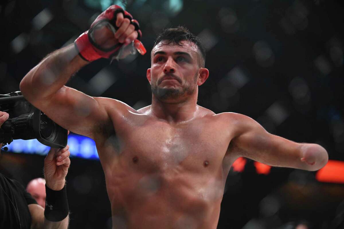 Nick Newell during a 2019 fight againt Manny Muro at Bellator 232 at the Mohegan Sun Arena in Uncasville.