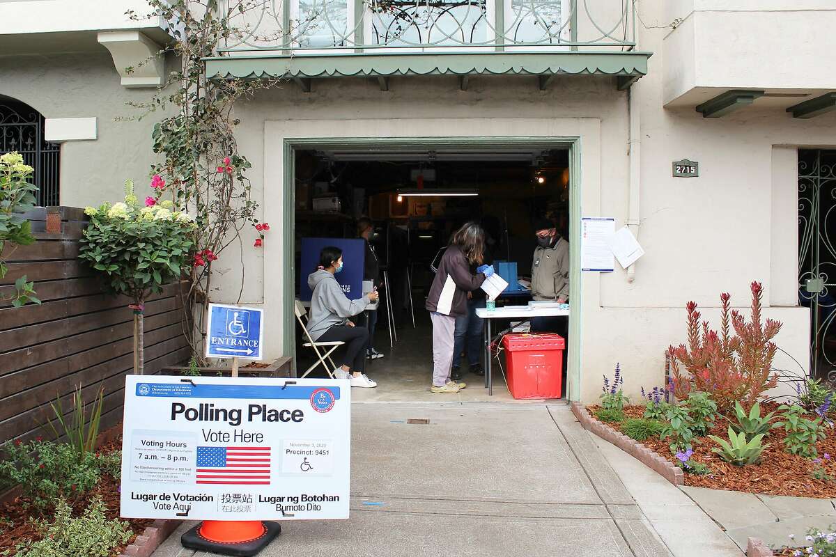 A garage polling place in San Francisco’s Sunset neighborhood was quietly busy on election morning Nov. 3.