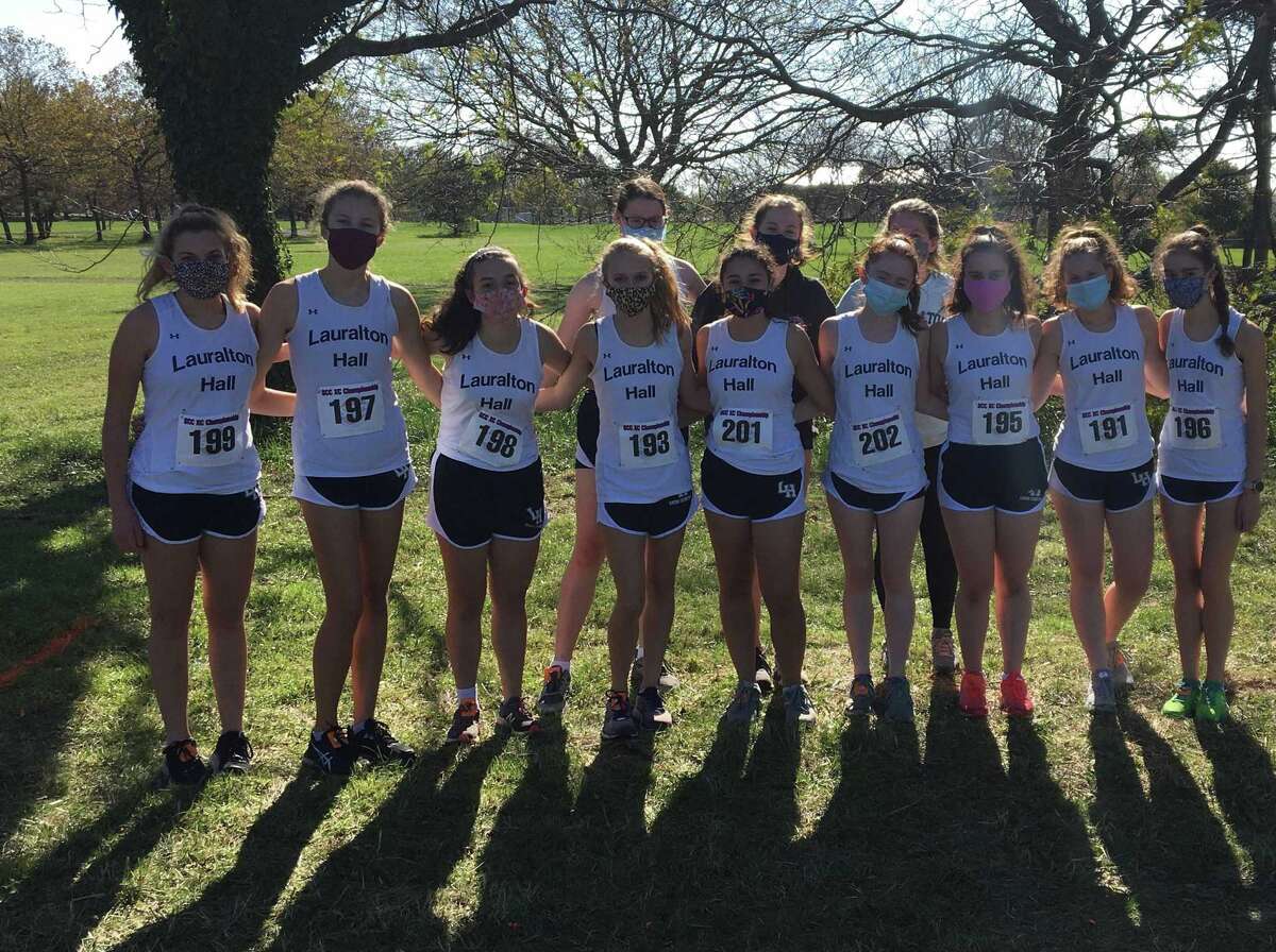 Lauralton Hall placed third in the SCC B Division. Team members (front row) are: Rebecca Schindler, Grace McCormack, Laurel Micholovich, Carys Cook, Isabella Thomas, Maggie Willer, Brooke Jones, Kate Backus (captain) and Kelly Jones; (second row) Margaret Theis, Kelly Dougherty and Mimi Coghlan(captain).