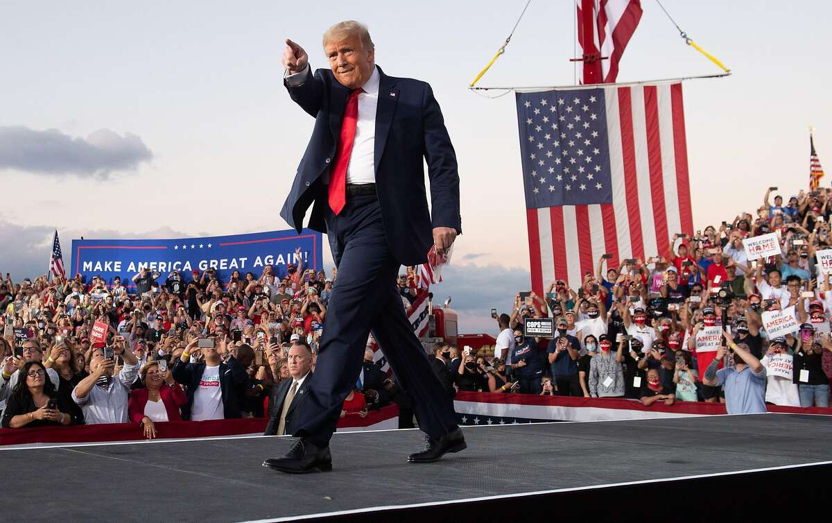 President Trump campaigns at Orlando Sanford International Airport in Sanford, Fla., on Oct. 12.
