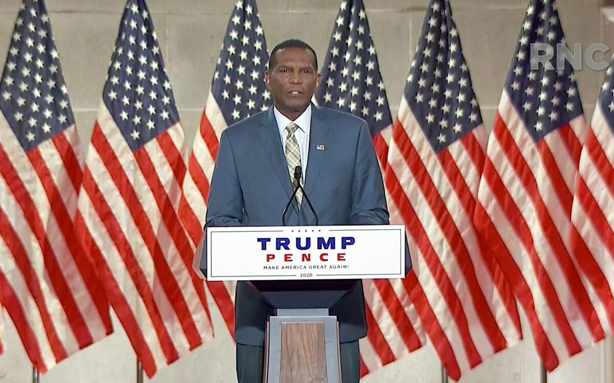 In this screenshot from the RNC livestream of the 2020 Republican National Convention, former NFL athlete and Utah congressional nominee Burgess Owens addresses the virtual convention on Aug. 26, 2020.