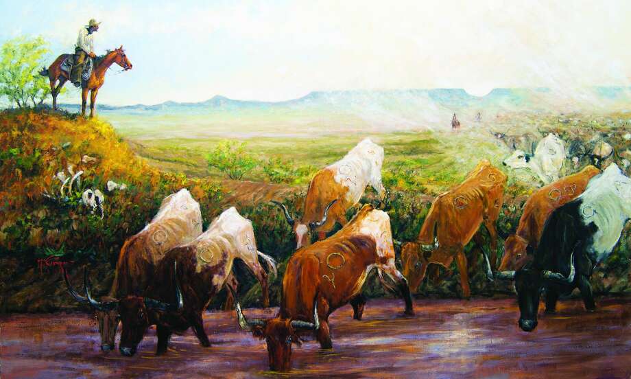 Painting titled "Horse Head Crossing 1866" by artist Mike Capron. Photo: Mike Capron, Express-News
