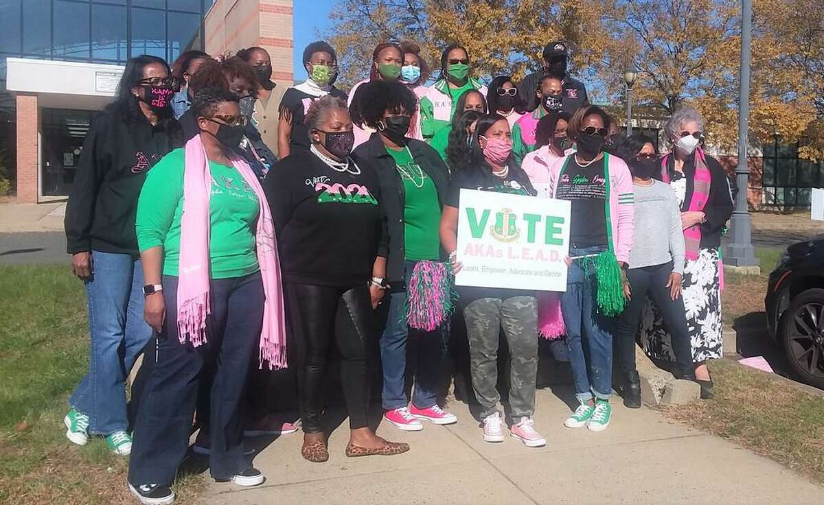 Members of the Alpha Kappa Alpha Sorority Inc. from across the state gathered Sunday to celebrate that their sister Kamala Harris is now vice president-elect.