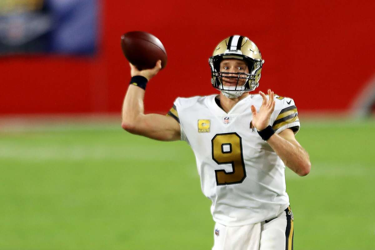 Drew Brees threw three touchdown passes in the first half as the Saints rolled up a 31-point lead.