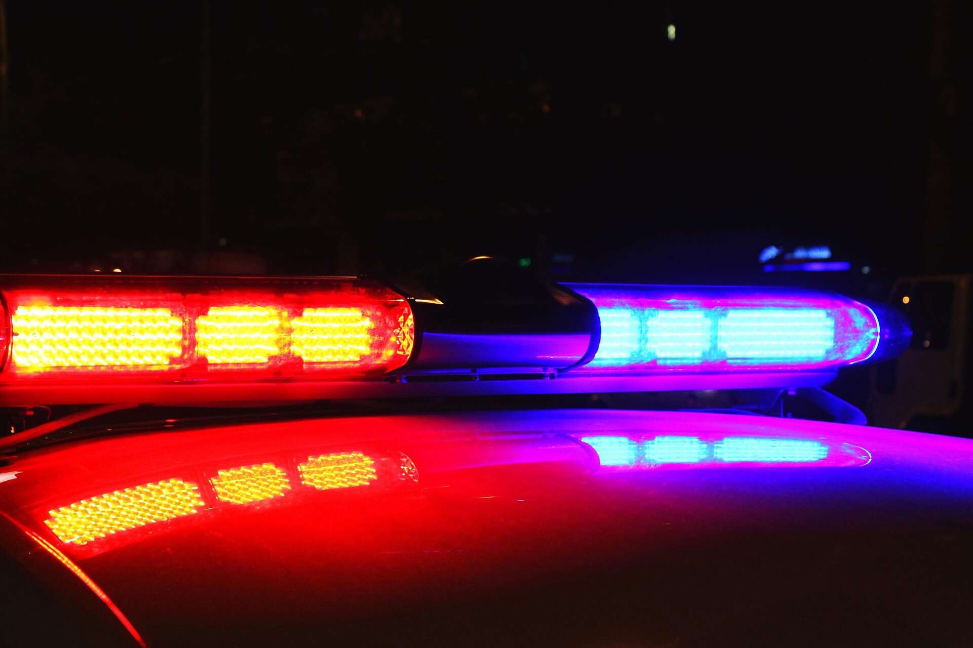 Police lights at night.