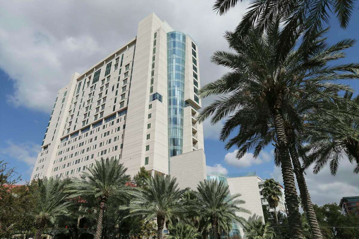 The exterior of the Hotel Thompson San Antonio rises above the River Walk as seen from the Tobin Center. The Hyatt property will features 162 rooms and 33 suites with various amenities including a pool on the fourth floor.