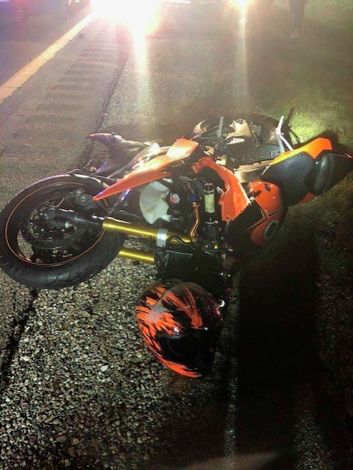 Two individuals were transported to the hospital after hitting a deer while riding a motorcycle Monday night. (Courtesy photo)