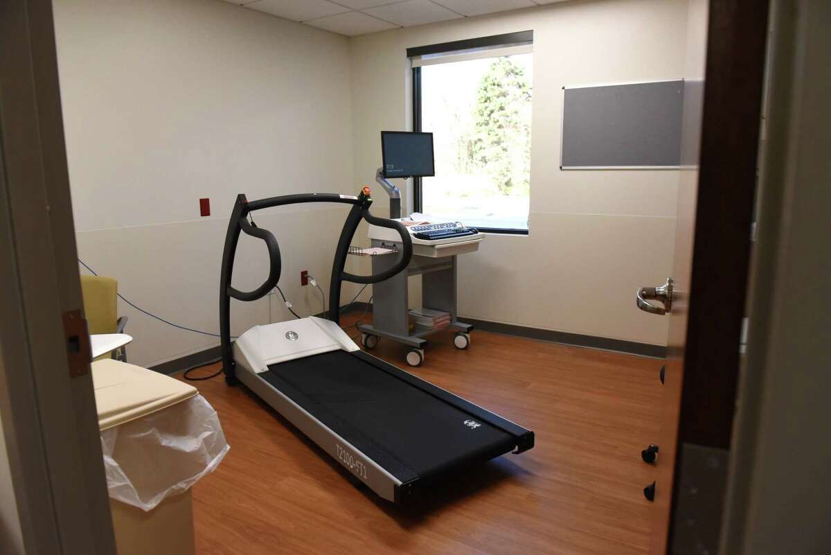 Cardiac stress testing equipment is seen during a tour of the new St. Peter?•s Health Partners Medical Arts facility on Tuesday, Nov. 10, 2020, on Route 9 in Clifton Park, N.Y. The medial center has specialized heart and vascular care, advanced cardiac imaging and primary care in a newly expanded and renovated 18,000 square-foot space near Route 146. (Will Waldron/Times Union)