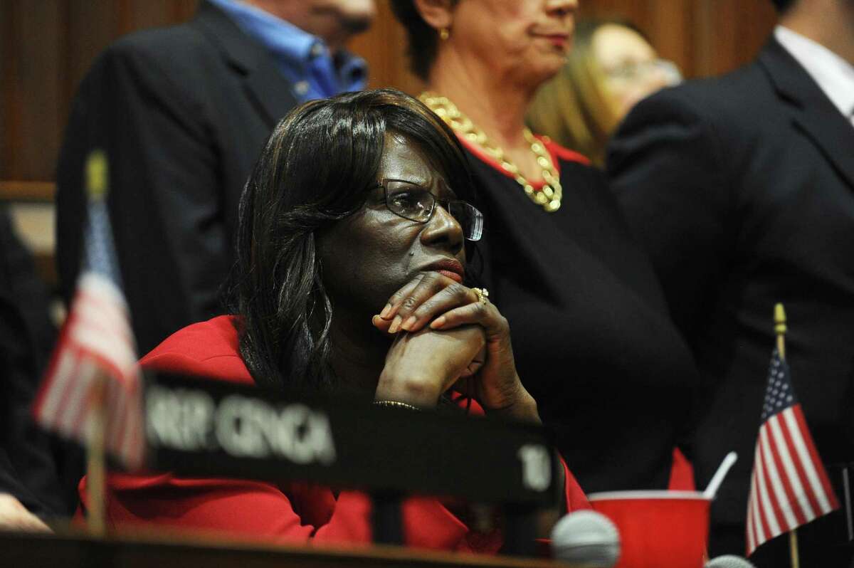 State rep. Patricia Billie Miller, D-Stamford, listens to Gov. Dannel Malloy's State of the State address inside the House Chambers of the Capitol in Hartford, Conn. on Wednesday, Feb. 3, 2016.