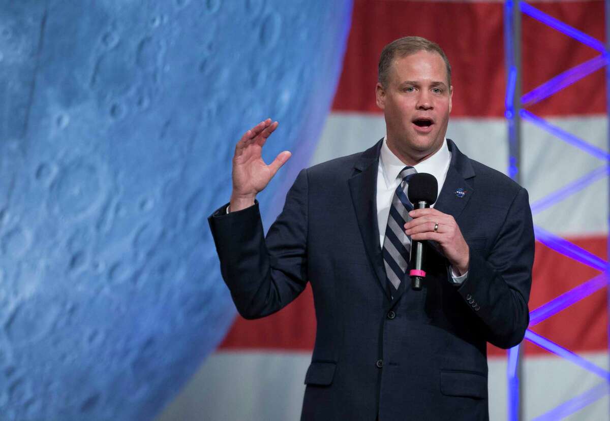 NASA Administrator Jim Bridenstine talks at the graduation ceremony for the first class of astronaut candidates under the Artemis program at the Johnson Space Center on Friday, Jan. 10, 2020, in Houston.