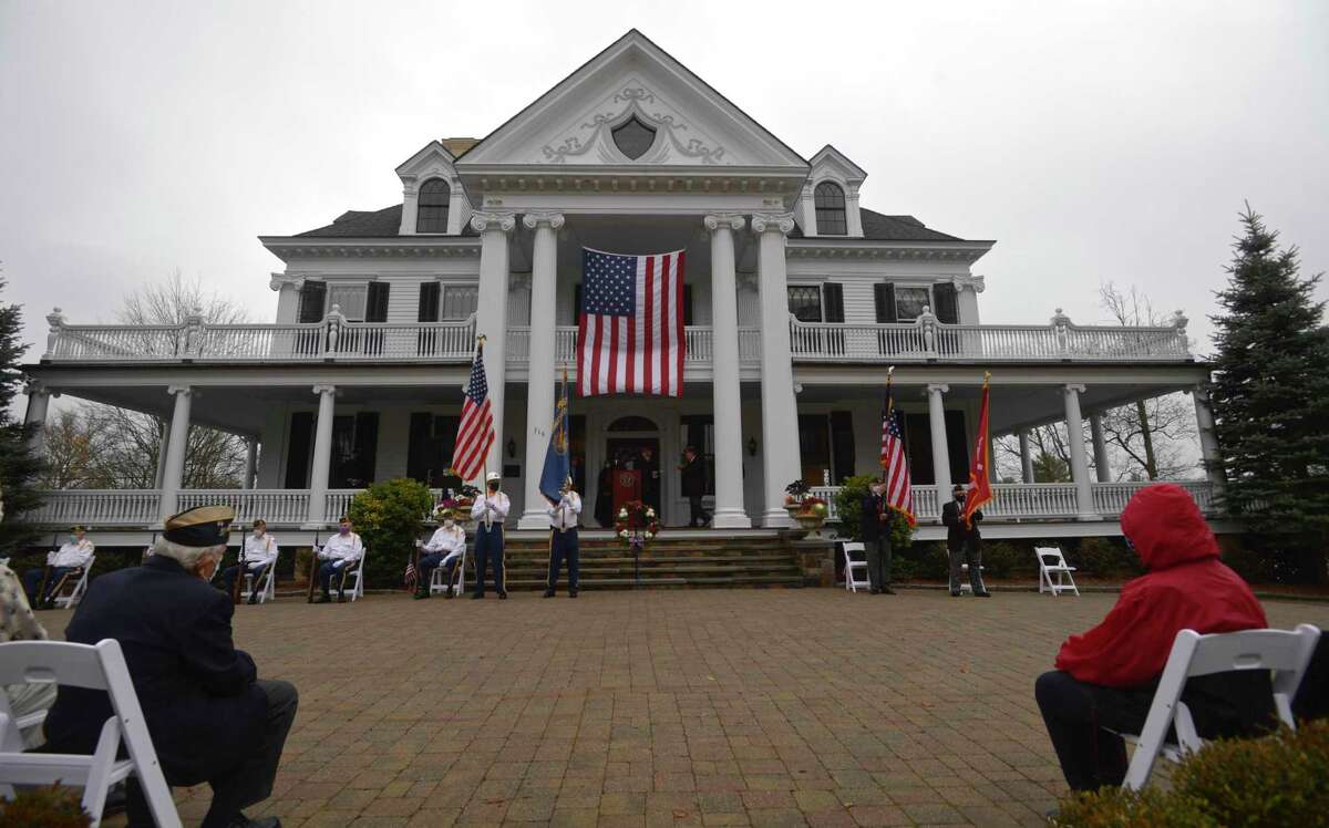 American Legion Post 78 Veterans Day Ceremony at Lounsbury House, Ridgefield, Conn. Wednesday, November 11, 2020.