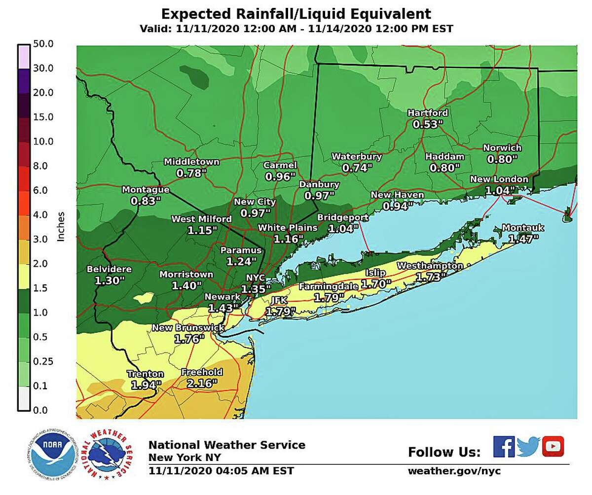 NWS Drenching rain to usher colder weather in CT