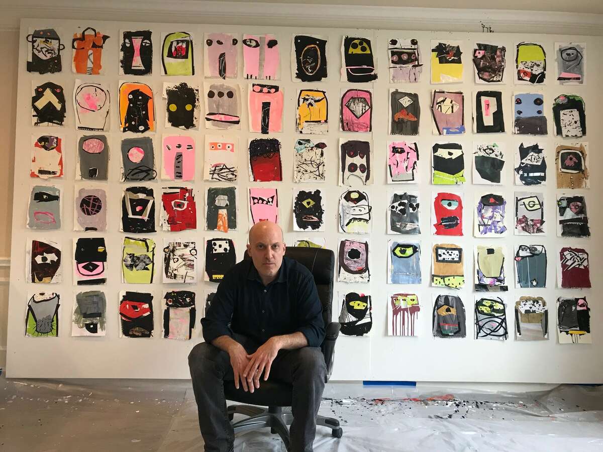 Howard Sherman, pictured in front of his work.