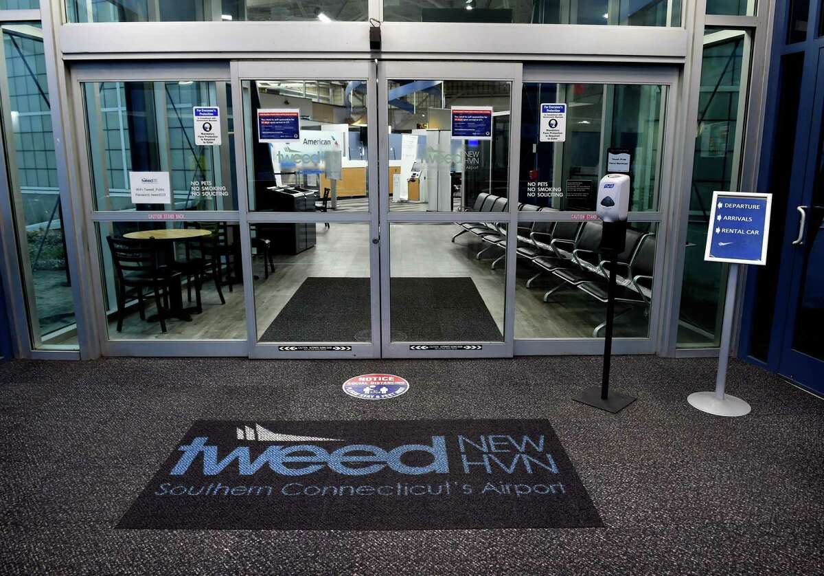 The entrance to the terminal at Tweed New Haven Regional Airport in New Haven photographed on November 12, 2020.