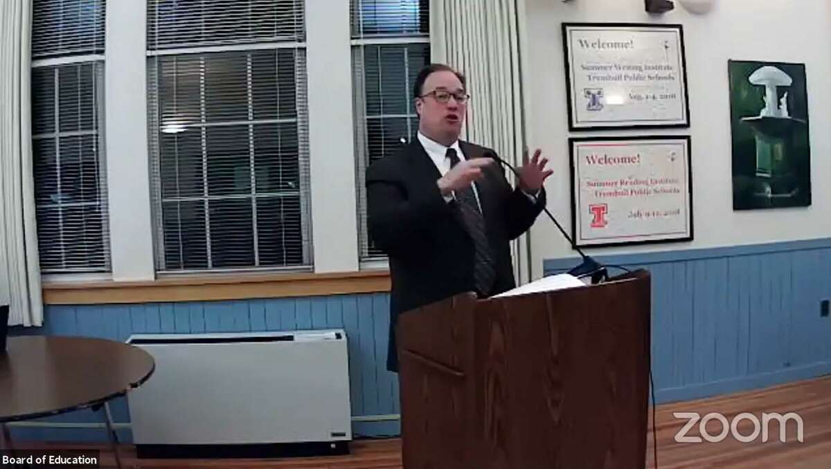 Assistant Superintendent Jonathan Budd speaks to the Trumbull Board of Education during its Nov. 10 meeting.