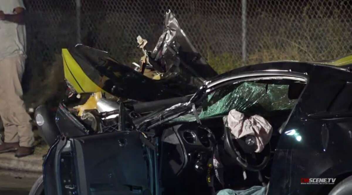 Driver, passenger hospitalized after Mustang crashes while drag racing ...