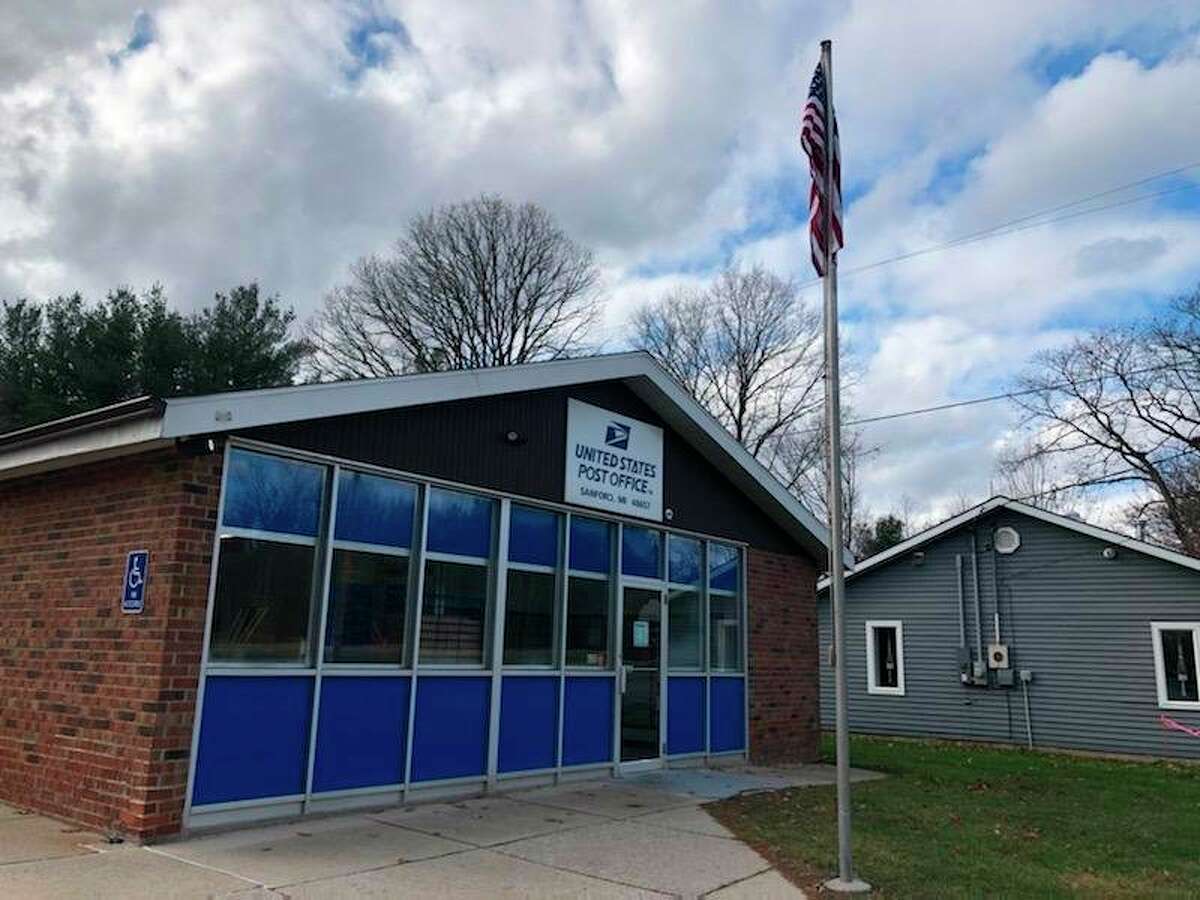 The Sanford Post Office is pictured after it reoened on Monday, Nov. 9, 2020 after being closed six months for repairs following the mid-Michigan dam failures.