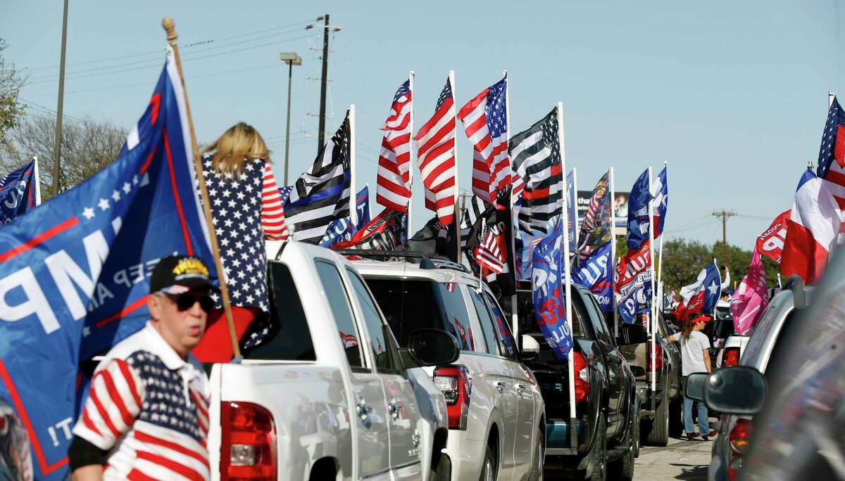 Crowd begins to gather for rally and caravan. Trump Rally starting at Cowboy Dance All on Sunday, November 15, 2020.