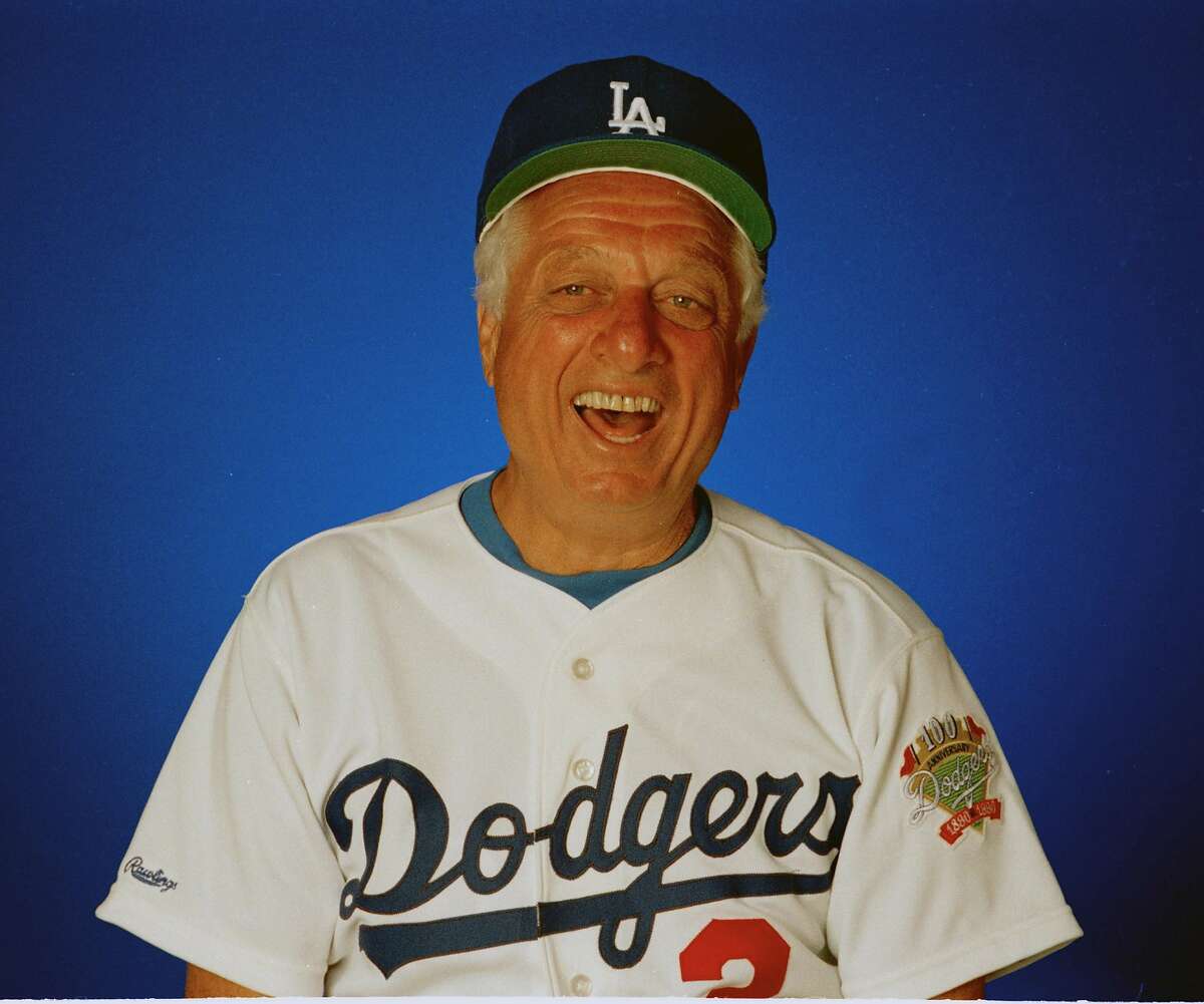 FILE -- This is a March 1990, file photo showing Los Angeles Dodgers manager Tom Lasorda. Lasorda will soon take his place alongside other Los Angeles Dodgers stars in the Smithsonian Institution. The Hall of Fame manager will have his portrait hung in the museum's National Portrait Gallery. The unveiling is set for Sept. 22, Lasorda's 82nd birthday. (AP Photo/File)