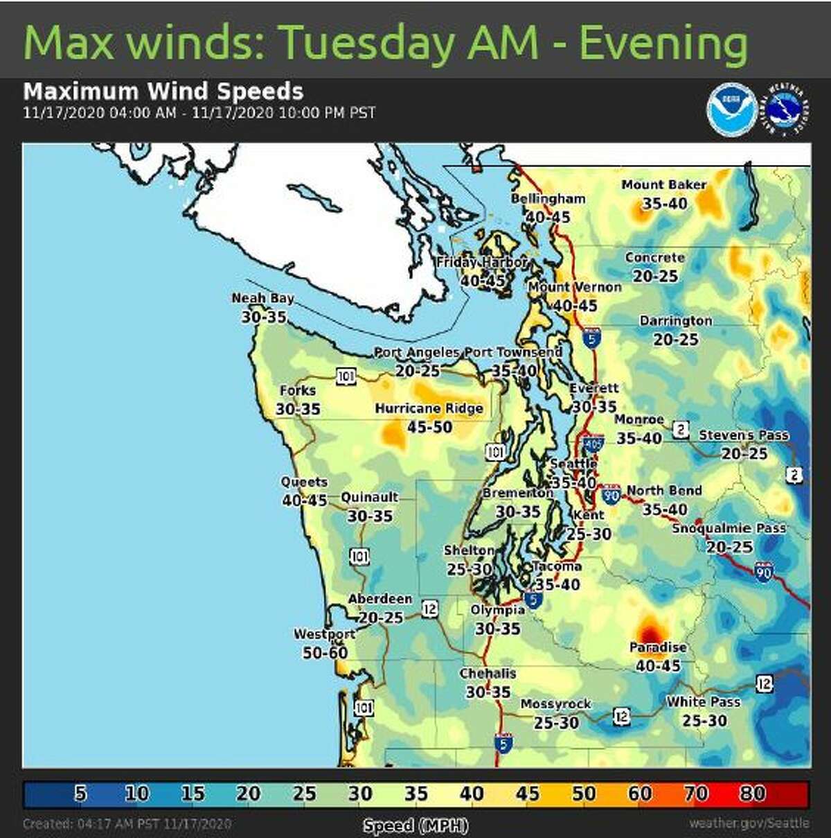 Windy weather on the way Seattle could see 40 mph winds Tuesday as