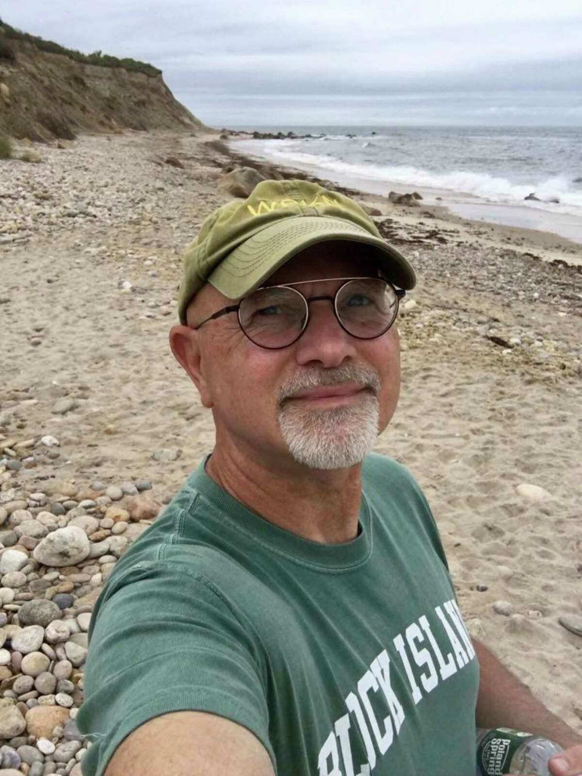 Rob Stowell at his “favorite place on earth,” Block Island. Stowell, a former teacher and longtime Bethel resident, has long COVID.